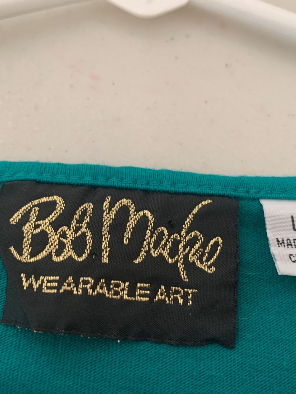 Bob Mackie Wearable Art Emerald T-Shirt Embroidered Iris Artsy Statement - Picture 6 of 9
